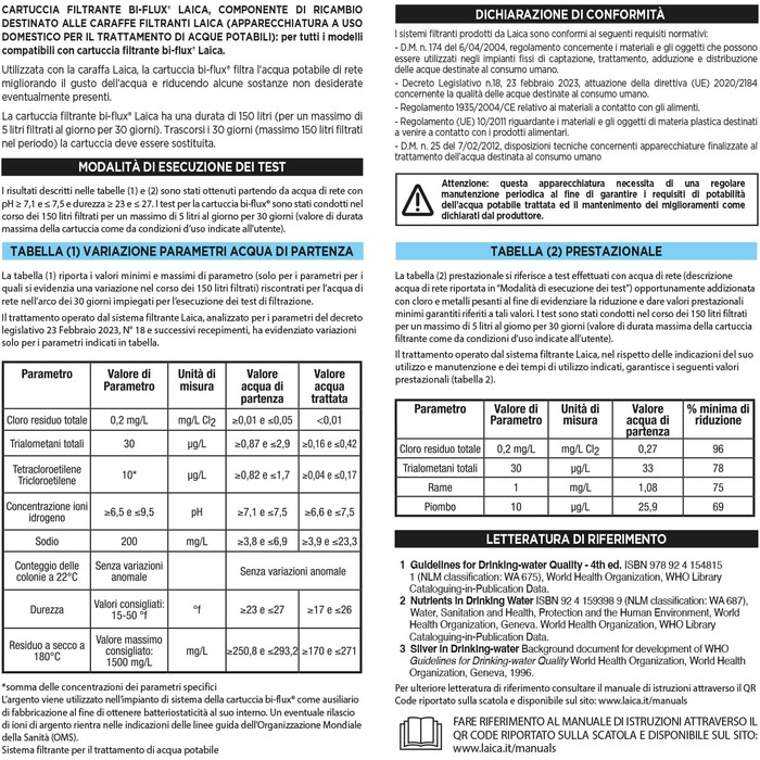 Фільтр для води LAICA bi-flux - Зберігає важливі для організму мінеральні солі та зменшує кількість небажаних речовин - 4 6 місяців (51 безкоштовно) фільтрованої, смачної води - 6 фільтрів x 150 л