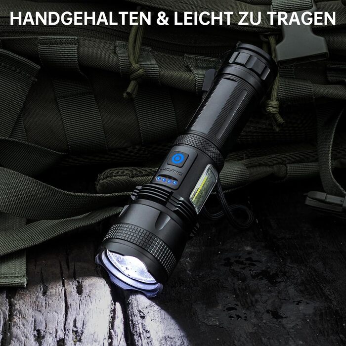 Акумуляторний світлодіодний ліхтарик, 2 шт., надзвичайно яскравий ліхтарик 100 000 люмен із 7 режимами світла та водонепроникністю IPX7, тактичні ліхтарики для кемпінгу, походів, чорний
