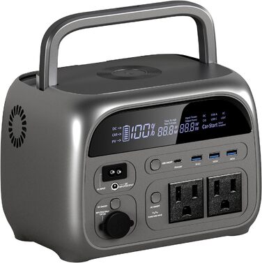 Портативна електростанція Apower300, акумулятор LiFePO4 ємністю 230 Втгод зі швидкою зарядкою, сонячний генератор потужністю 500 Вт із портом змінного струму 220 В/автомобільного прикурювача/USB-виходом для подорожей, кемпінгу, автофургонів та як аварійни