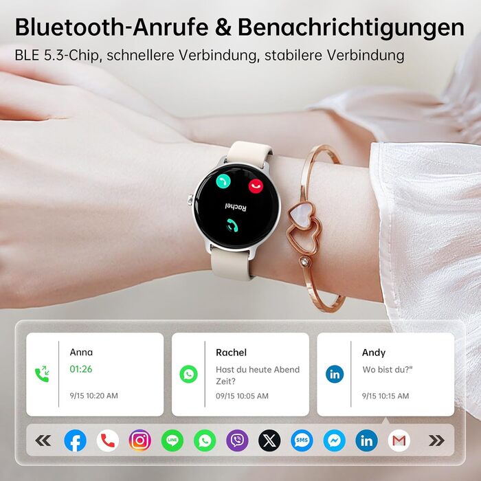 Розумний годинник для чоловіків та жінок, круглий, 1,27-дюймовий AMOLED-розумний годинник з функцією телефону, фітнес-годинник з монітором серцевого ритму, монітором SpO2, монітором сну, крокоміром, 120 спортивних режимів, водонепроникний IP68, сумісний з