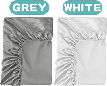 Постільна білизна, простирадло на резинці для дитячих ліжечок з делікатним ворсом, сатинова, для хлопчиків та дівчаток, унісекс, 132 x 71 x 20 см, 2 шт., простирадла для ліжечка, сатинові - білі та сірі