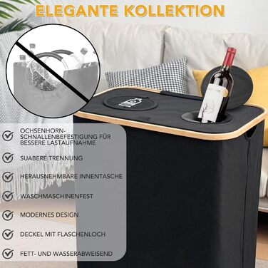 Контейнер для депозитних пляшок 2 відділення, депозитний контейнер 140 л, контейнер для порожніх пляшок і скла з отвором вкл. 2 мі