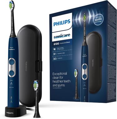 Акумуляторна електрична зубна щітка Philips Sonicare HX6871/47 ProtectiveClean 6100 - темно-синій