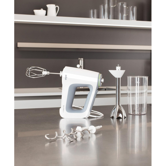 Ручний міксер Braun MultiMix 5 HM 5107 - ручний міксер з безступінчатим регулюванням швидкості, вкл. віночок, гак для тіста, ручни