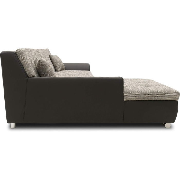 Колекція кутовий диван Treviso, L-подібний диван зі штучної шкіри та тканої тканини, кутовий диван, диван, м&39який кутовий модуль, 267 x 178 x 83 см (Ш x Г x В), сірий/чорний, шезлонг з лівим бортом, чорно-сірий