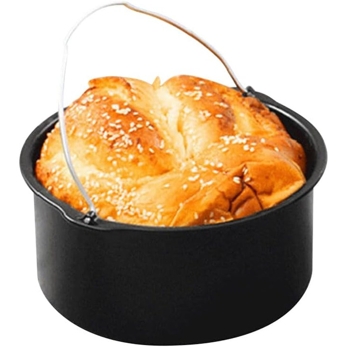 Аксесуари для фритюрниці Cake Barrel Деко для випікання тортів з вуглецевої сталі з антипригарним покриттям для фритюрниць, універсальне, чорне (8 дюймів)
