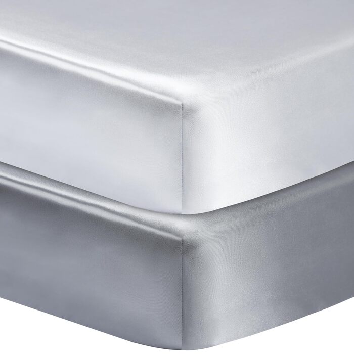 Постільна білизна, простирадло на резинці для дитячих ліжечок з делікатним ворсом, сатинова, для хлопчиків та дівчаток, унісекс, 132 x 71 x 20 см, 2 шт., простирадла для ліжечка, сатинові - білі та сірі