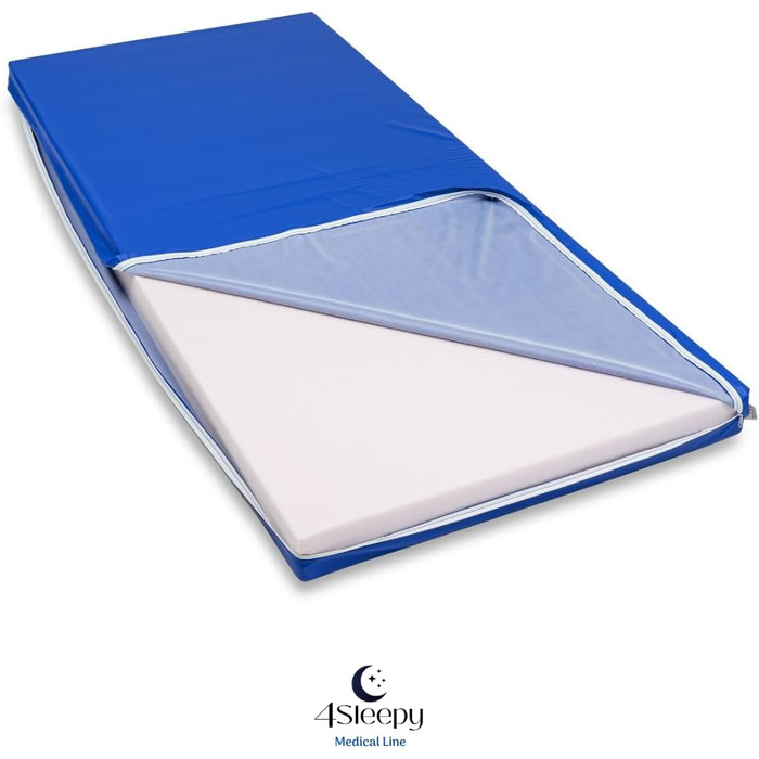 Водонепроникний чохол для матраца синього кольору. Дихаючий та придатний для миття, 90x200 см, для матраців висотою 17 см - Зроблено в Європі. Водонепроникний чохол, який можна прати, для лікарняних та реабілітаційних матраців. 90x200x17