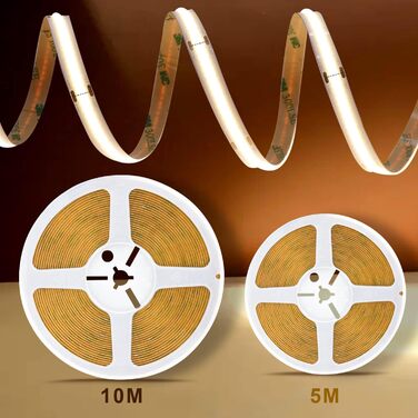 Світлодіодна стрічка TTWAY COB 2700K теплого білого кольору, 5 м гнучких світлодіодних стрічок COB з можливістю затемнення 24 В, 480 світлодіодів/м, блок живлення GS, з радіочастотним пультом дистанційного керування, CRI90 яскраве світло під шафою для тел