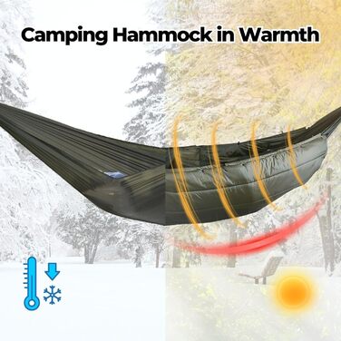 Підстібка для гамака Onewind, повна довжина під стелю з утепленням для кемпінгу в гамаку, 4 сезони, піших прогулянок, походів з рюкзаком та подорожей. Легка та портативна. Зелений комбо від -7 до 5, 210 см x 130 см