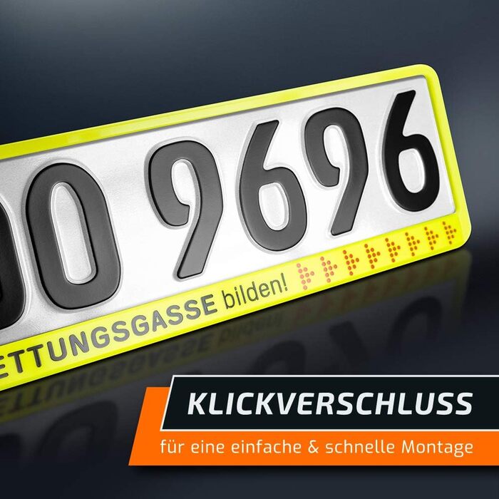 Тримач номерного знака schildEVO 2 Затор СФОРМУЙТЕ АВАРІЙНУ СМУГУ НЕОНОВИЙ ЖОВТИЙ Тримач номерного знака Рамки для номерних знаків DHL Доставка ТИП Б
