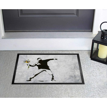Бенксі, Килимок для квітів, Графіті, Вуличне мистецтво, Декоративний килимок для приміщень Дизайнерський килимок для прихожей 70x50 см 50 x 70 см, 1art1