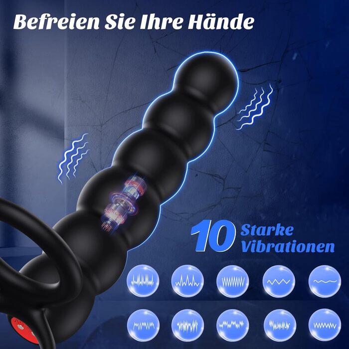 Подвійний вібруючий стимулятор для пар DRAGOSTI, для анальної і вагінальної стимуляції, з ерекційним кільцем, силікон