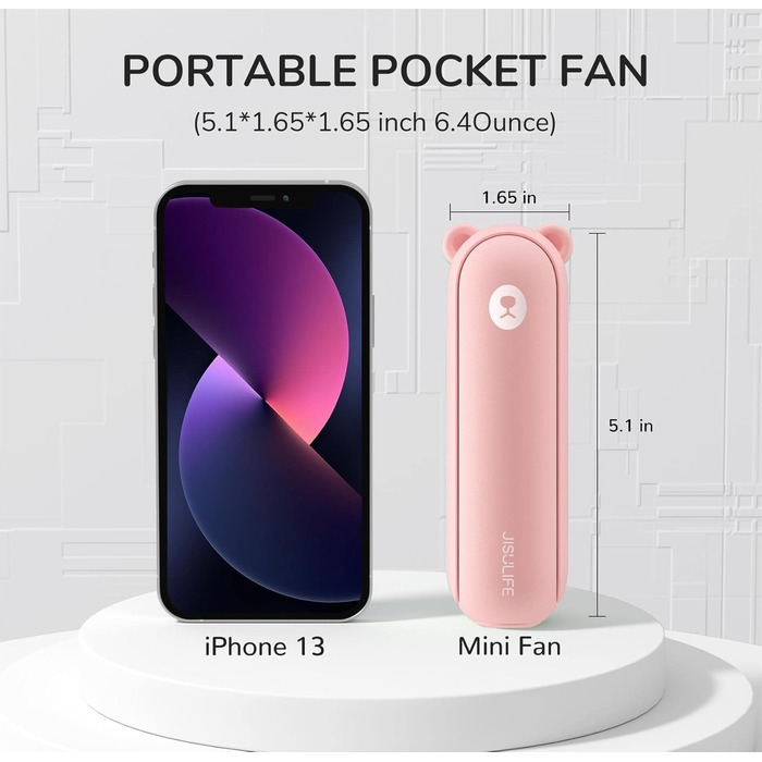 Портативний вентилятор JISULIFE, міні-вентилятор 3 В 1, з батареєю USB Power Bank ємністю 4500 мАг, невеликий вентилятор, працює від акумулятора, макс. 46 годин роботи, портативний вентилятор, функція ліхтарика рожевий