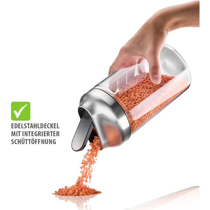 Контейнер для зберігання GEFU KIPPO 1300 мл Скляний контейнер з кришкою, що відкидається, та захистом аромату Герметичний, ідеально підходить для дозування цукру, борошна, мюслі, макаронів, сухих продуктів