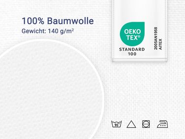 Льняна простирадла або ковдра ZOLLNER на літо - Виготовлена з чистої бавовни - 290x300 см Біла - Без гумки - Готельна якість Біла 290 x 300 см