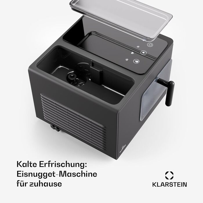 Машина для кубиків льоду Klarstein для домашнього кемпінгу Gastro, швидка міні-машина для кубиків льоду маленька, професійний льодогенератор для кубиків льоду нагетсів, самоочищення, охоронна сигналізація та сенсорне керування, 15 кг/24 год