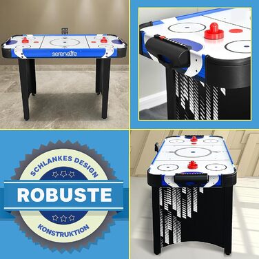 Аерохокейний стіл SereneLife з повітряними шайбами Ігровий стіл для повітряного хокею, ідеальний як ігровий стіл Настільний хокей для розваг Настільні ігри з повітряними шайбами та слайдерами Міцні столи для повітряного хокею для дітей та дорослих, синій 