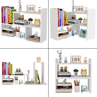 Дерев&39яна настільна полиця EasyPAG, окремостояча невелика книжкова полиця, регульована підставка-органайзер для столу, полиця для зберігання офісного приладдя, біла, 44 см x 17 см x 42 см