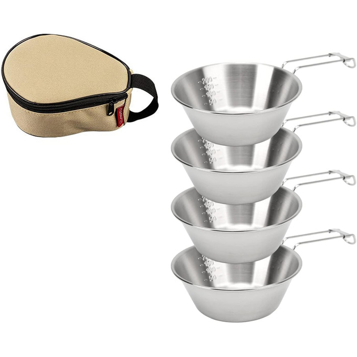 Кемпінгове начиння VGEBY, миски з нержавіючої сталі 304, портативні, складні кемпінгові миски для походів та подорожей, набір з 4 предметів об&39ємом 300 мл