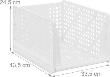 Комплект органайзерів для гардеробу Relaxdays із 3 предметів, коробки для зберігання речей, що штабелюються, 24,5x33,5x43,5 см, розсувні, білі, великі