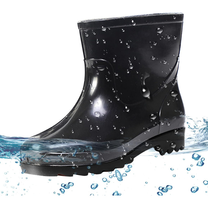 Чоловічі чорні водонепроникні гумові чоботи для садівництва, чоловіче дощове взуття, гумові черевики, чоловіче взуття 13 (чорне, 39)