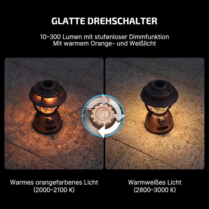 Розумний кемпінговий ліхтар OLIGHT Olantern Classic 2 Pro 300 лм із керуванням застосунком, світлодіодний ліхтар у ретро-стилі, плавне затемнення, аварійний портативний зарядний пристрій USB, для кемпінгу, саду, активного відпочинку на свіжому повітрі, по