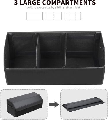 Органайзер для багажника зі шкіри, міцний, складаний, з регульованими відділеннями, надзвичайно великий об'єм (довжина 74.9 см x ширина 31 см x висота 29.2 см), 151