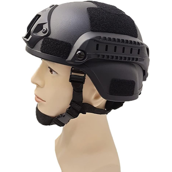 Шолом Fast з м&39якою підкладкою, розмір 22,05-23,62 дюйма, регульований, універсальний страйкбольний шолом для пейнтболу з бічними планками, кріпленням для NVG для полювання (чорний)