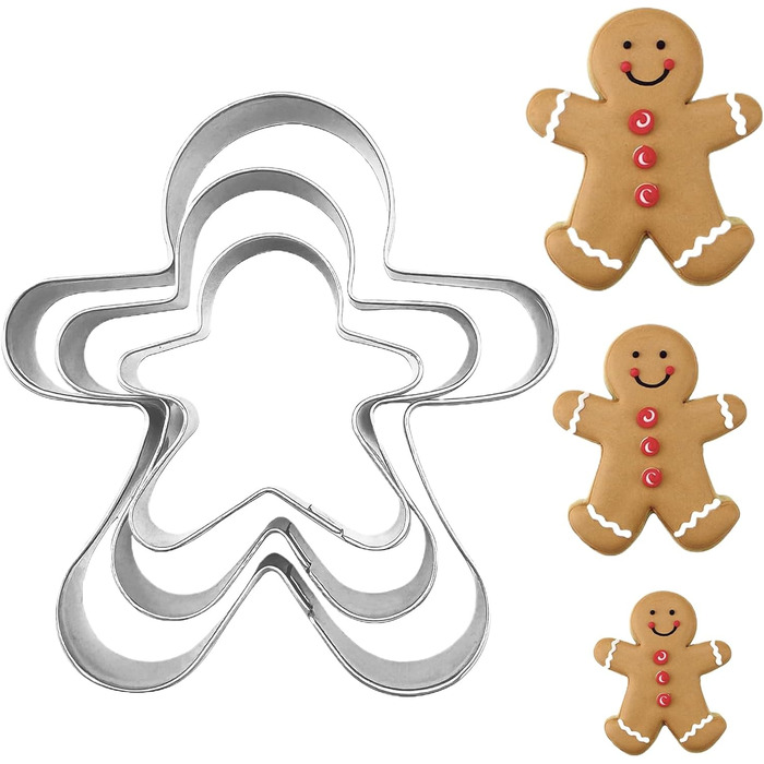 Різдвяні форми для випічки у формі пряникового чоловічка 3 шт Generisch
