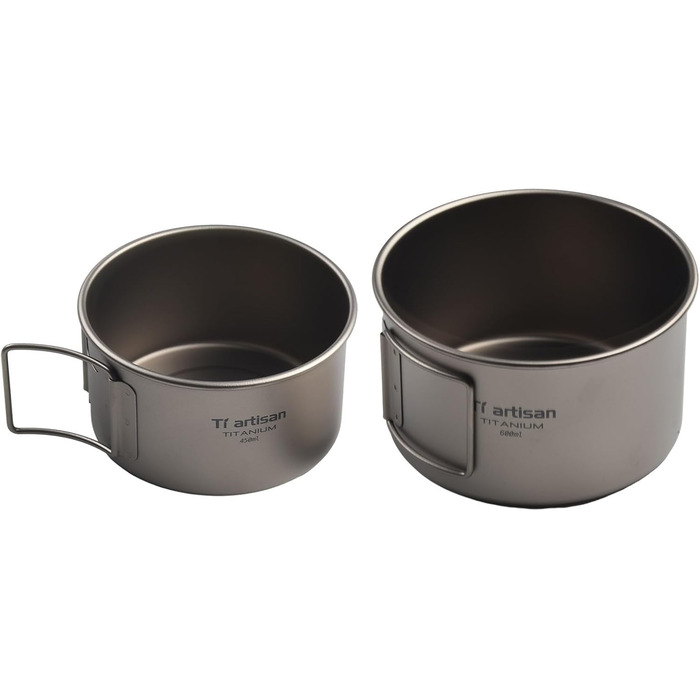 Кемпінгова миска зі складною ручкою, 450 мл або 600 мл, легкий, нержавіючий, безпечний для харчових продуктів посуд для походів, подорожей з рюкзаком та пікніків (миски 450 мл з 600 мл без ручки)