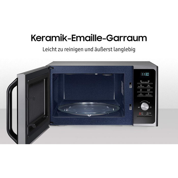 Мікрохвильова піч Samsung MG2BF303TCS/EG з грилем, 900 Вт, 28 л місця для приготування їжі (дуже велике), ширина 51,7 см, розморожування з живленням, 26 автоматичних програм, срібло