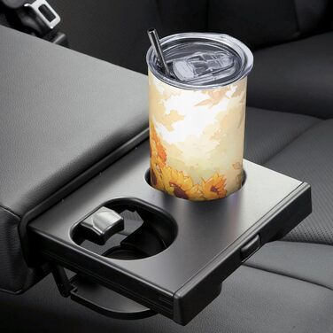 Кухоль з прямою трубочкою, соняшники під підвіконням, дорожній кухоль з принтом, підходить для кемпінгу, офісу та дому, 590 мл