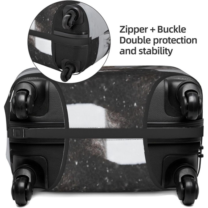 Чохол для валізи Засніжений Олень, еластичний захист від подряпин та пилу, чорний, розмір 90