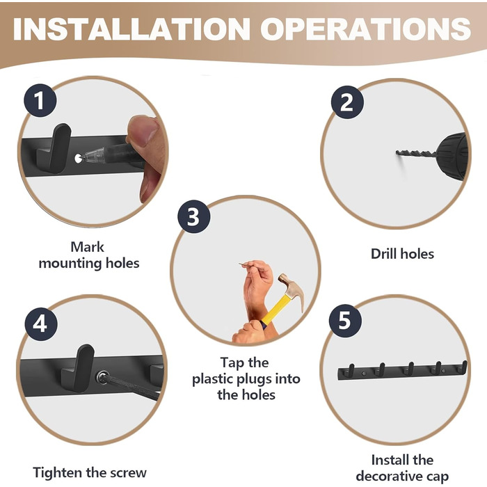 Гачки для пальто гачок рейки настінні, 2 шт. и 5 гачків гачки для пальто настінні вішалки алюмінієві, сучасні настінні гачки для к
