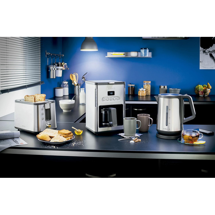 Тостер Krups KH442D Control Line Premium Тостер нержавіюча сталь 2 коротких слота для 2 скибочок насадка для хліба 6 рівнів підсма