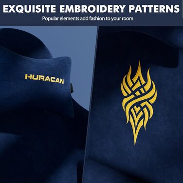 Ергономічне ігрове крісло Ferghana, ігрове крісло з високоякісної оксамитової тканини, ігрове крісло, письмове крісло з поперековою опорою, пружинною подушкою сидіння, підголівником, офісне крісло для кіберспорту/дому/офісу, темно-синє, серія 220, темно-с