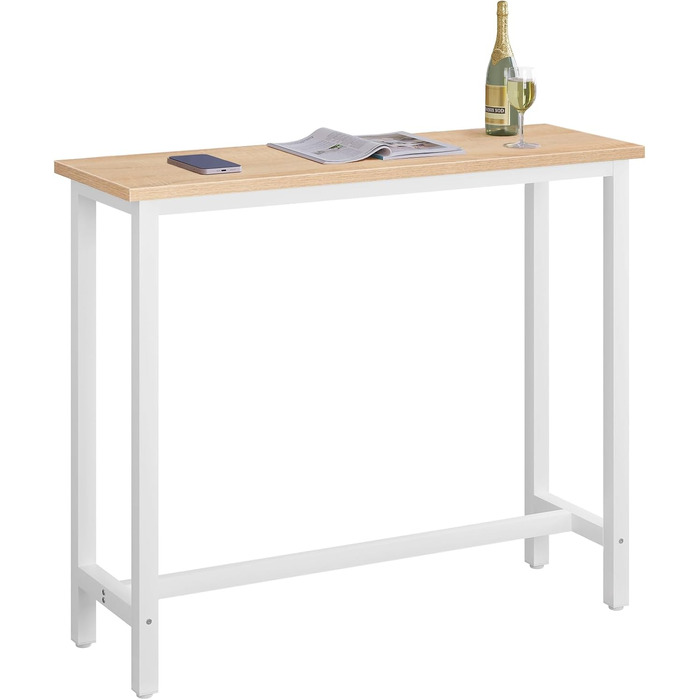 Барний стіл, стіл для бістро, стіл для роботи стоячи, обідній стіл, металевий каркас, стільниця з МДФ, світлий дуб, 120x100x40 см (ШxВxГ) Світлий дуб 120x40x100 см