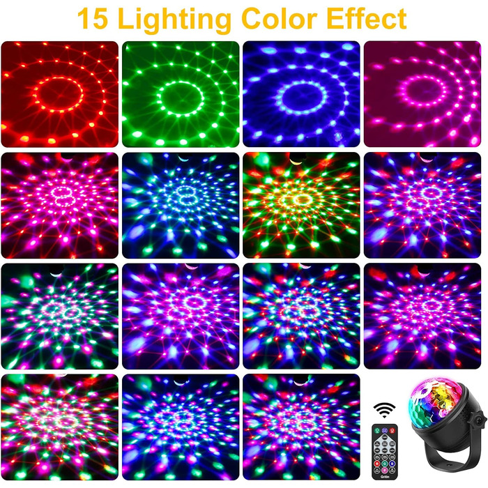 Диско-куля, обертова музика Gritin на 360 Світлодіодний світильник для вечірки Диско-світло з дистанційним керуванням - динамічні