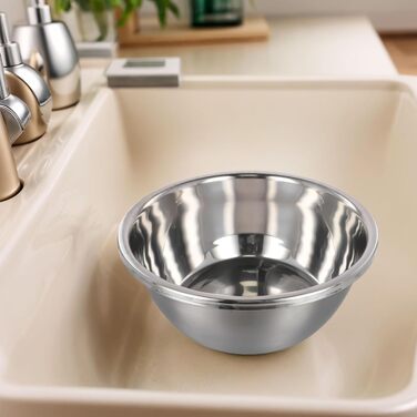 Набір мисок з нержавіючої сталі для приготування їжі, випікання, збивання яєць, приготування їжі, змішування салатів та безпечного зберігання з широким бортиком (32 см)