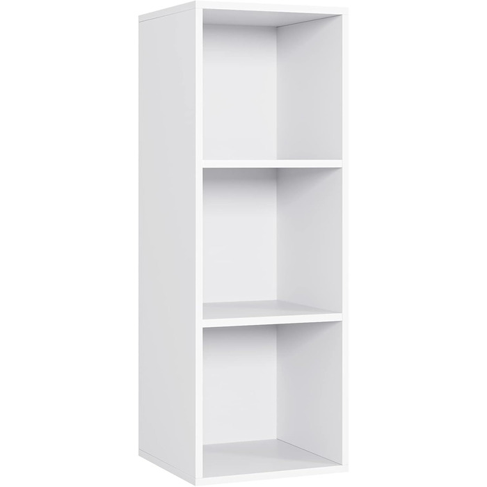 Книжкова полиця з 3 відділеннями, книжкова шафа, окремостояча полиця, офісна полиця для вітальні/кабінету, 30 x 30 x 80 см, біла