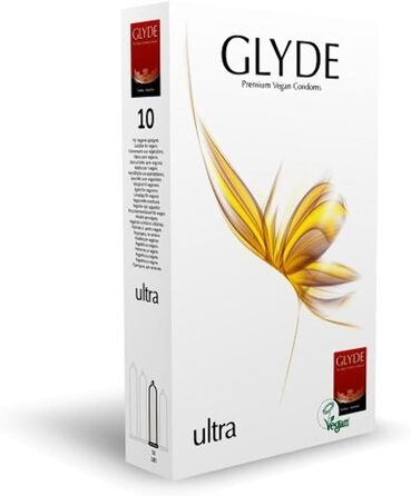 Веганські презервативи Glyde Ultra Natural 10 без казеїну, сертифіковані Vegan Flower.