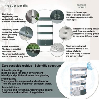 Вежа для гідропоніки, система гідропонічного вирощування в саду на 48 стручків, набір для вирощування аеропоніки з автоматичним зрошенням, освітленням для вирощування та таймером. Система для садових посадок для аквапоніки.