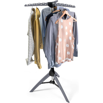 Вішалка для одягу Tatkraft Pine кінь, ротаційна сушарка для кемпінгу, нержавіюча сталь, компактна складна, сіра