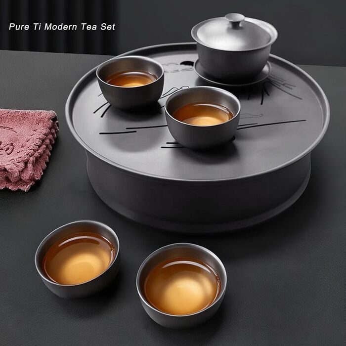Набір для чаювання Луокуте Пурий Ті Гунфу, термостійкий чайник та 4 чашки по 30 мл, ідеальний для подорожей, відпочинку на природі та офісу