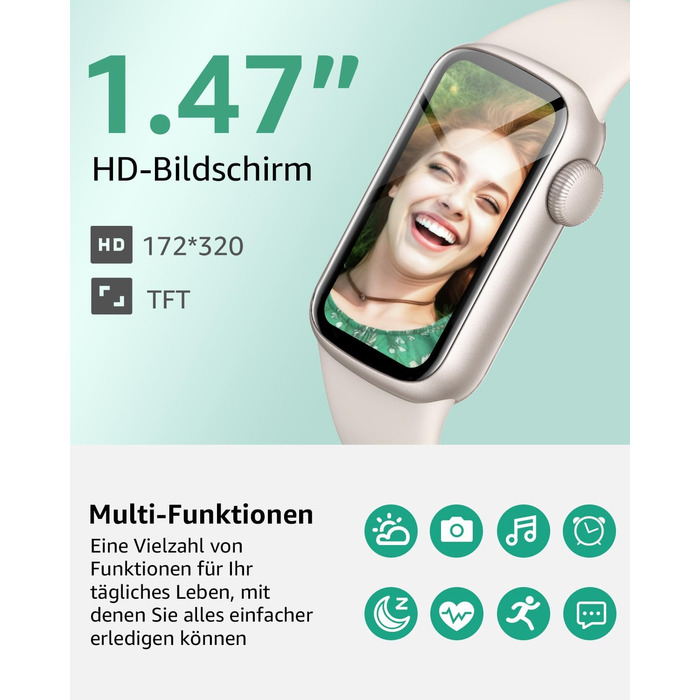 Фітнес-трекер IMFRCHCS, фітнес-годинник з 1,47-дюймовим HD-дисплеєм та 137 спортивними режимами, смарт-годинник із монітором сну та крокоміром, водонепроникний фітнес-годинник IP68 для жінок та чоловіків, Starlight