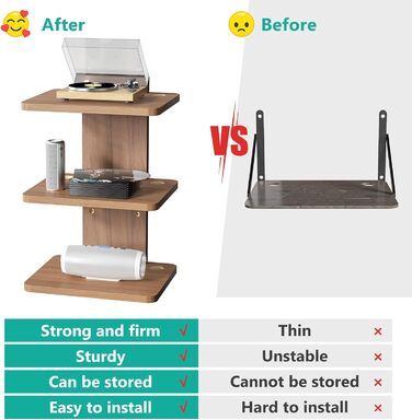 Плаваючі полиці для розважального центру WALI, витримує до 10 кг, полиця для телевізора з посиленою деревиною для DVD-програвачів, кабельних приставок, ігрових консолей, аксесуарів для телевізорів (CS201N), 1 полиця, 3 полиці