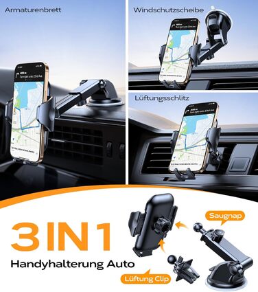 Найкращий військовий автомобільний тримач мобільного телефону 20 кг міцна присоска та металевий вентиляційний затискач з подвійним