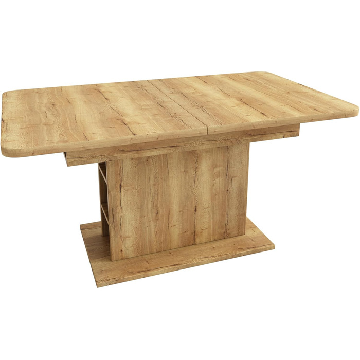 Дерев&39яний обідній стіл Merax, розсувний обідній стіл з місцем для зберігання, прямокутний кухонний стіл, для вітальні та їдальні, 110/130Д x 70Ш x 75В см, натуральний колір