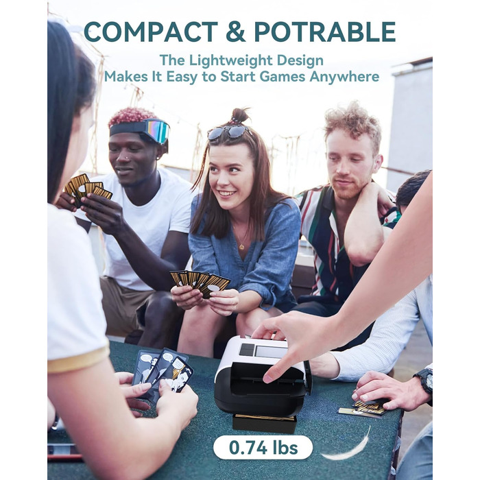 Автоматичний змішувач карт KPAW з двома режимами, акумуляторний електричний змішувач для 1-2 колод карт, тихий змішувач для покеру (Білий X1)